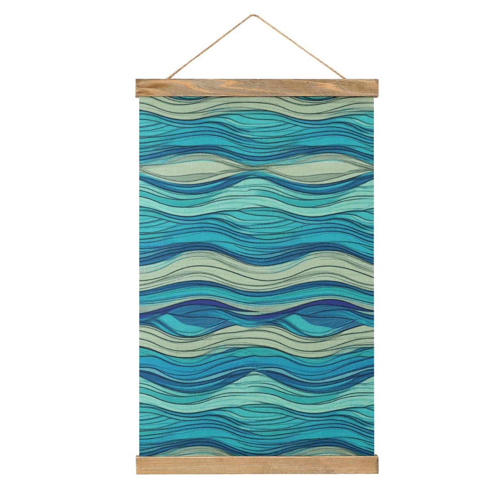 FekiLoot Ocean Stripe Pattern Wall Art Poster Hanger Frame Linen Wall Art Decor Vintage Hanging Poster Hanging Wall Decor Rustic Retro Wall Art Print for Living Room Decor 20.4 X 13.1Inches