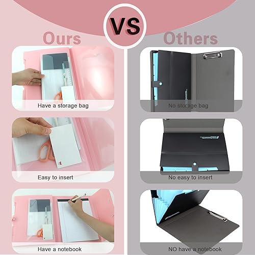 Miniatura 4 de Organizador de archivos de acordeón, carpeta de archivos expansible rosa de 6 bolsillos con cuaderno y bolsa de almacenamiento, organizador de