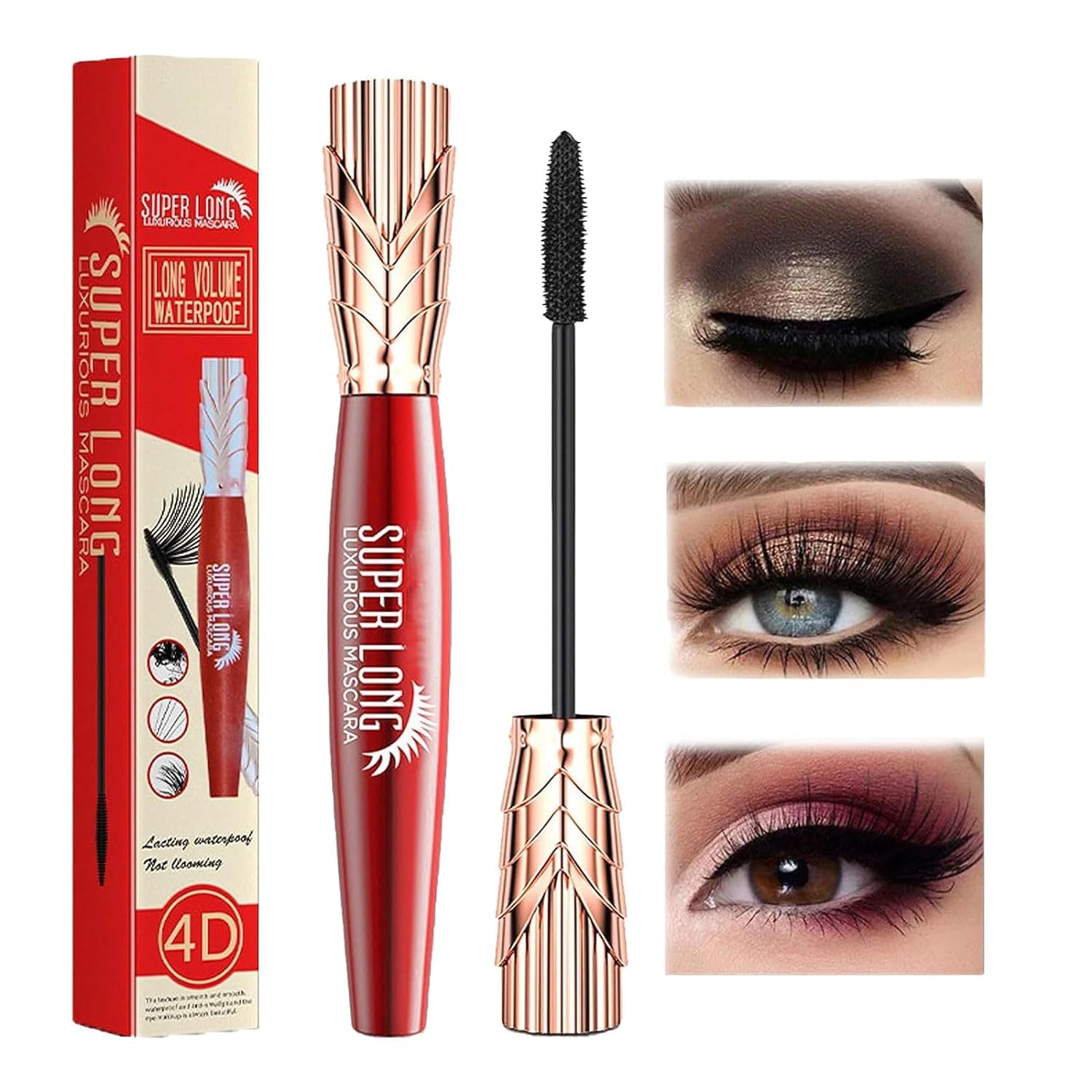Super Long Mascara, 4d Waterproof And Sweat Proof Mascara, Super Long Luxurious Mascara, Stereo Lengthening Mascara,Yanquina Drying And Not Sticky Mascara For Women