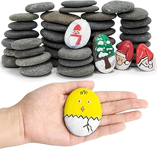 Rocks for Painting 40pcs 2-4” River Rock for Paint Natural Flat & Smooth...