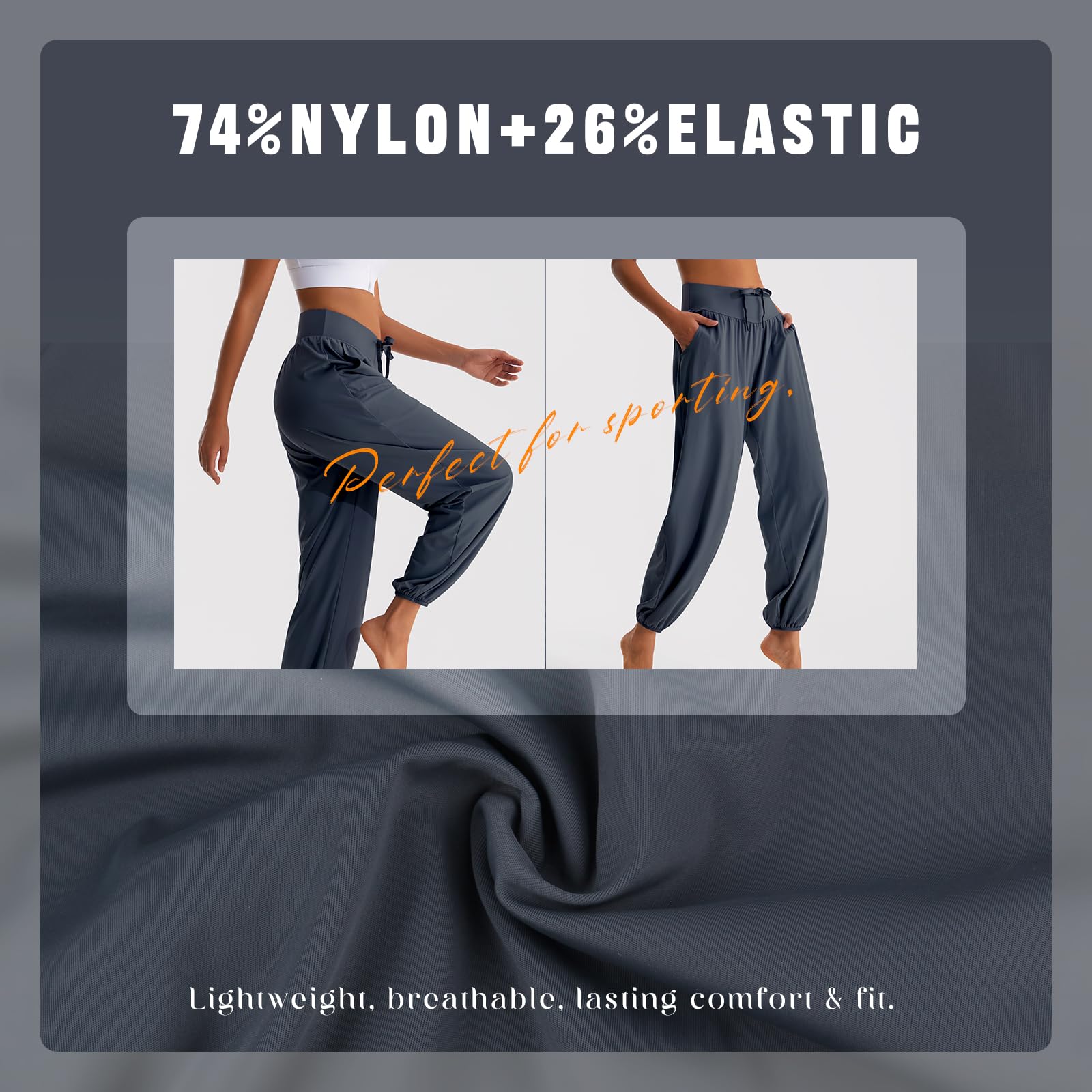 HomyComy Pantalones de Yoga Joggers para Mujer Cintura Alta de Pilates Flowy Sudadera Sueltos con Bolsillos