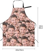 Vista 2 de Delantales de cocina personalizados para hombres y mujeres con bolsillos, personalizable, foto, logotipo, imagen, nombre, chef cocinero, delantal