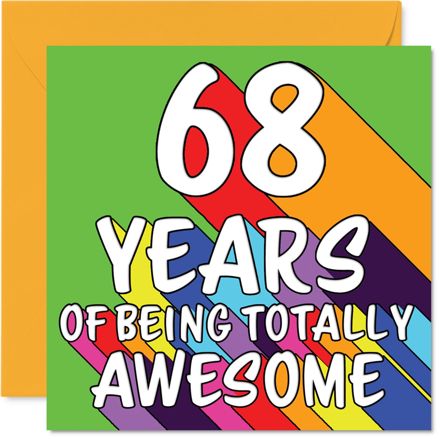 68th Birthday Cards for Women and Men, Rainbow Awesome