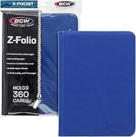 Vista 1 de BCW Z-Folio 9-Pocket LX Album - Blue Secure Zipper Card Organizer Premium Leatherette Card Collection Binder Trading Card Binder for Pokemon