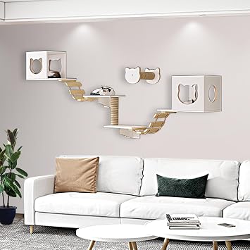 Modern Cat Furniture, Solid Cat Shelf, Cat Shelves and Perches, Cat Climbing Frame, for Wall Sleeping, Playing, Climbing and Lounging8pcs