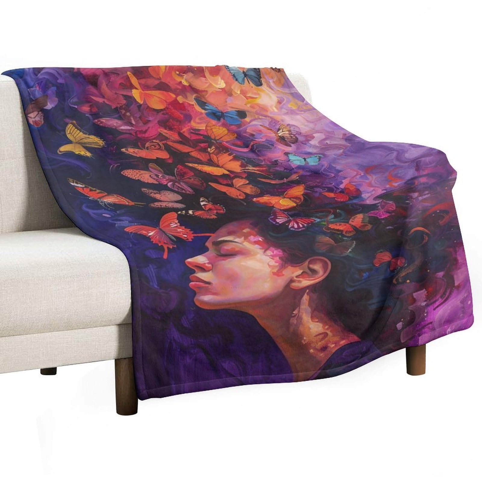 YHGSREUOH Butterfly Goddess Surreal Woman 03 Flannel Blankets Fleece Soft Throw Lightweight Plush Gifts for Couch, Bed, Cozy Sofa Plush, Chair, Lovers 130x175cm(50x70in)