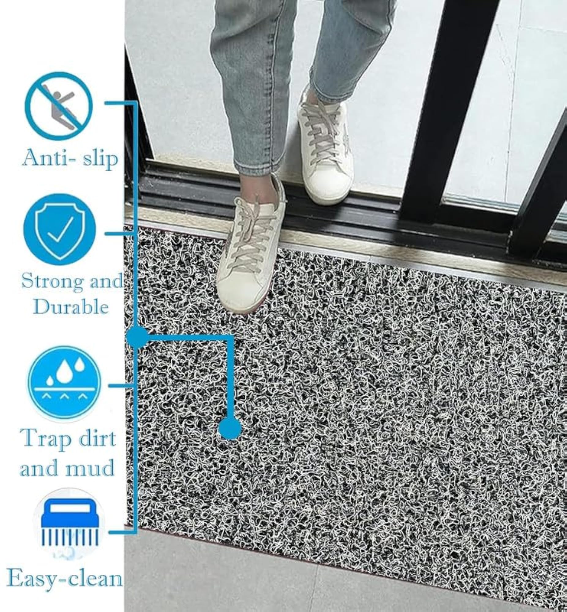 PVC Cushion Noodle Dirt Trapper Floormat with Rubber Back