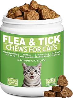 Cat Flea and Tick Chewables for Cats 230Ct, Natural Support Supplement, Flea Supplement for Cats, Flea and Tick Chews for Cats Kitten, All Breeds & Sizes, Digestive Health