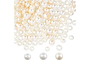 NBEADS 200 Pcs Acrylic European Beads, Imitation Pearl Large Hole European Beads...