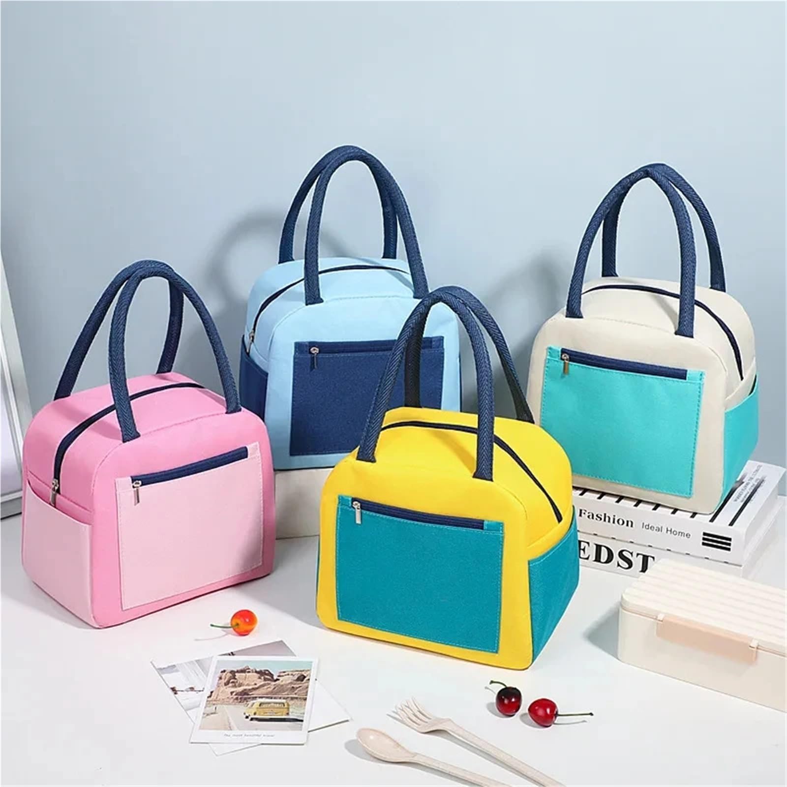 Bolsa De Almuerzo Bolsa de almuerzo portátil for mujer, bolsa de caja de almuerzo con aislamiento térmico, bolso enfriador, bolsa Bento impermeable, bolsos de hombro for comida de oficina, 2 uds. Para