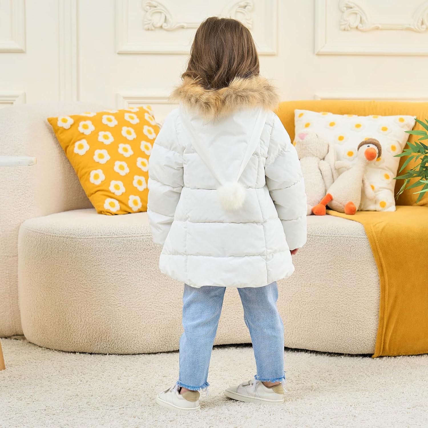 Mallimoda Baby Boys Girls Down Jacket Toddler Winter Warm Puffer Down Coat Cotton Hooded Fur Snowsuit - Image 8