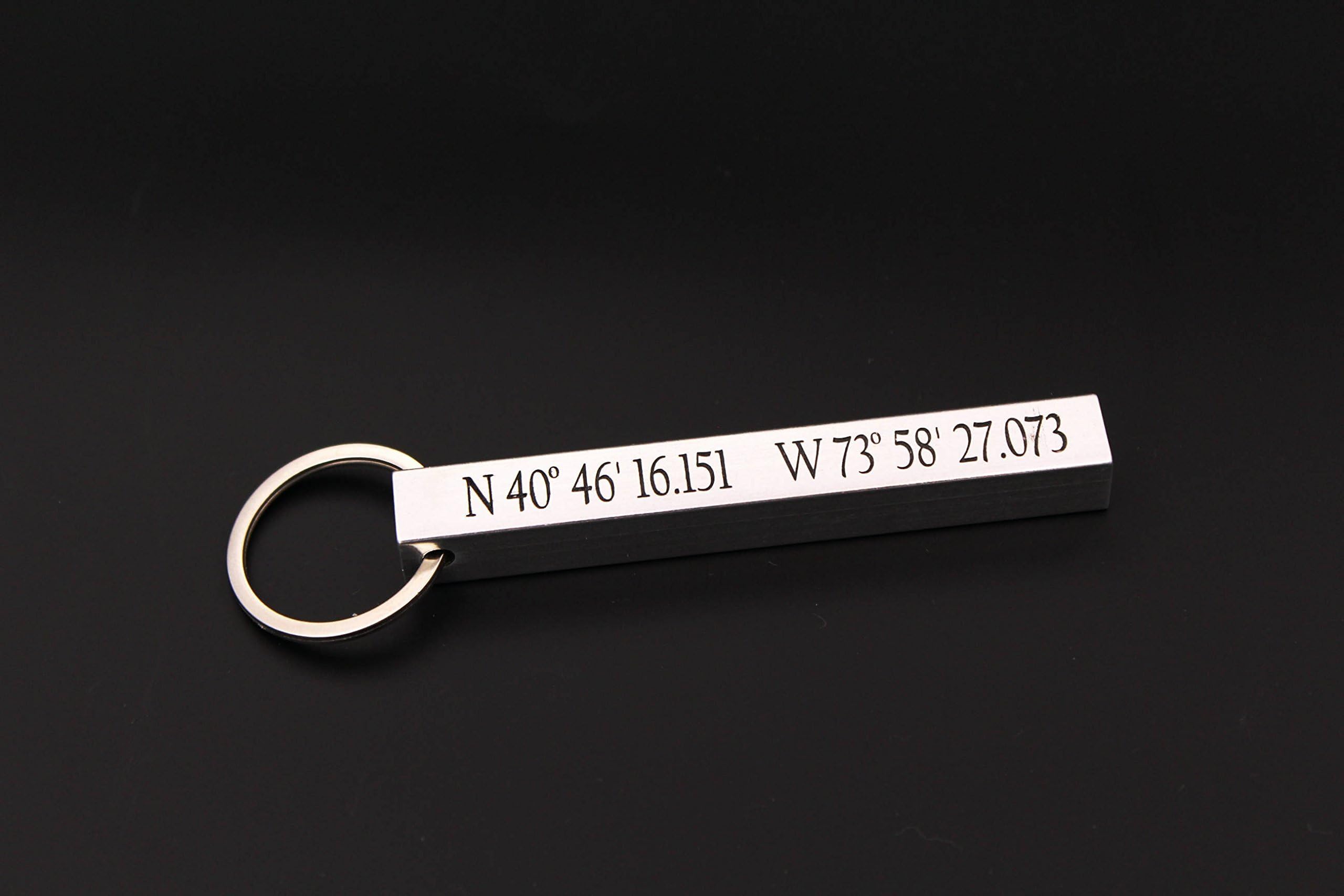 GPS Coordinates Bar Key chain, Personalized Mens Gift ~ Keychain with Longitude and Latitude ~ Bar Key Chain ~ Coordinates Date Location