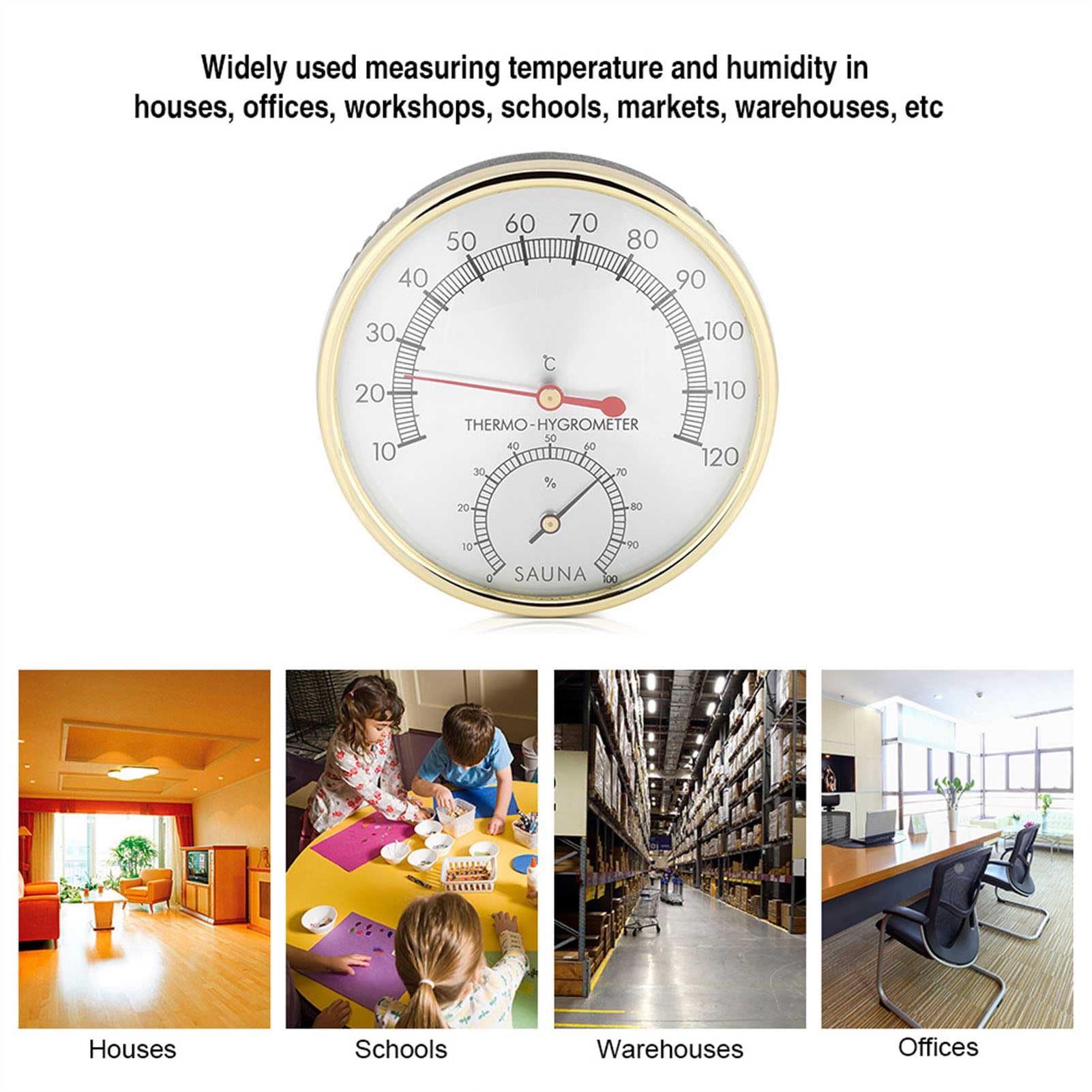 FTVOGUE 2 in 1 Sauna Igrothermograph Indoor Termometro Igrometro Hygro-Thermometer Accessorio per Sauna Room per abitazioni Uffici Officine
