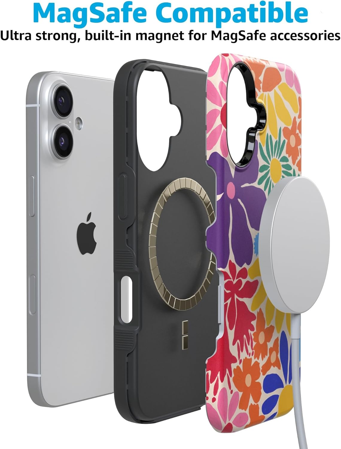 Casely iPhone 17 Case | Flower Patch | Multi-Color Floral | Bold Protective Design | Compatible with MagSafe