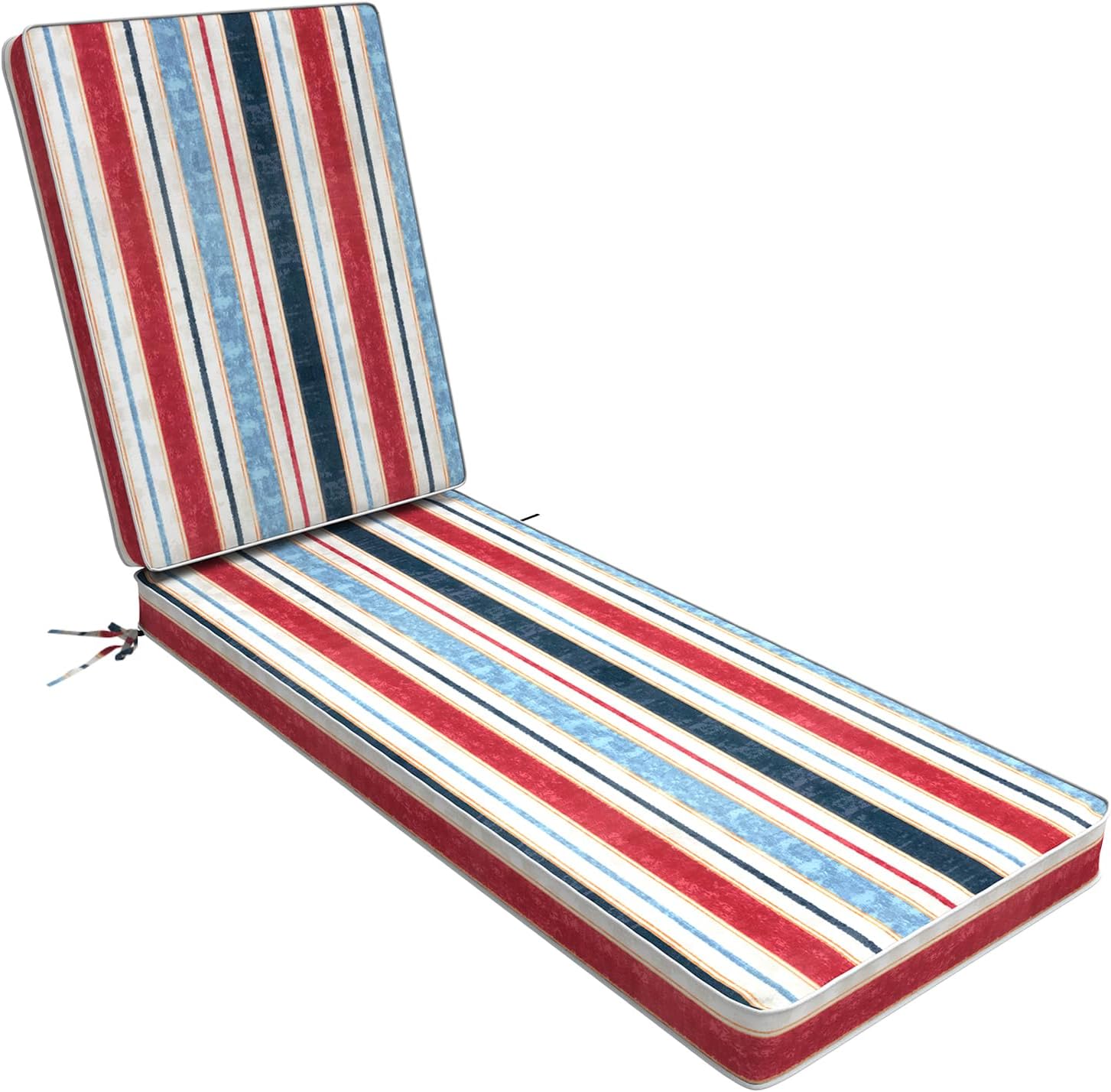 LVTXIII Indoor/Outdoor Chaise Lounge Cushion, Seasonal Replacement Sponge Bench Cushions with Zipper and Ties for Home and Garden, 72x21x3, Stripe Red Blue 72x21x3 Stripe Red Blue