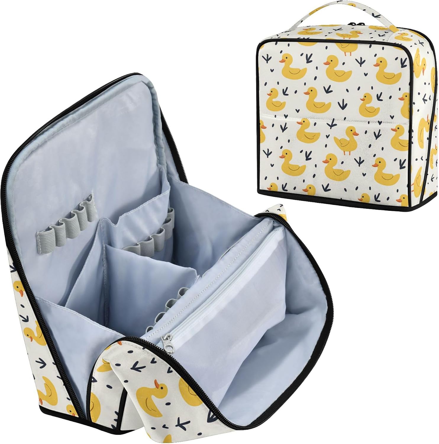 MNSRUU Travel Makeup Bag with Divider Brush Holder Duck
