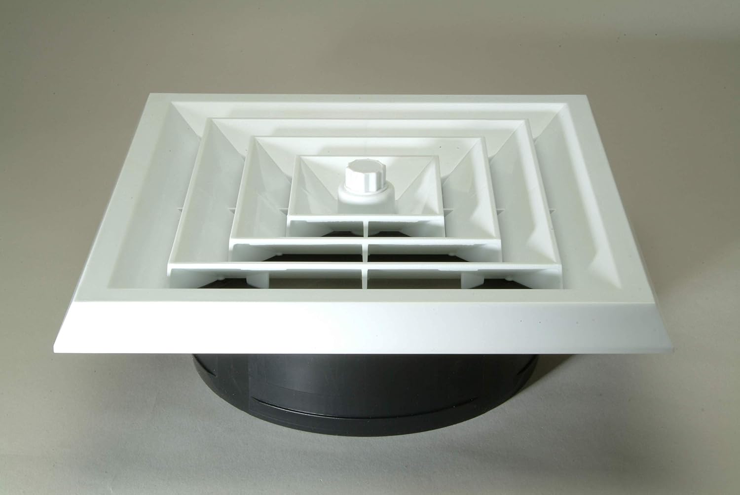HT-GRB-S1D Square Ceiling Diffuser with 8, 7 and 6-Inch Reducing Boot and Rotary Damper, White