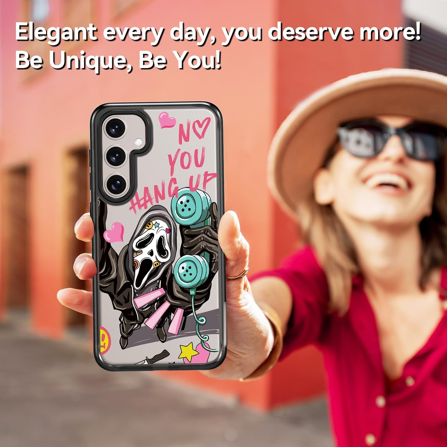 Rosarnnah Compatible for Samsung Galaxy S24 Ultra Case Cute Aesthetic - Durable Shockproof 6.6 ft Drop Impact Phone Case Cover with Funny Fashion Skeleton Design 6.8" Black
