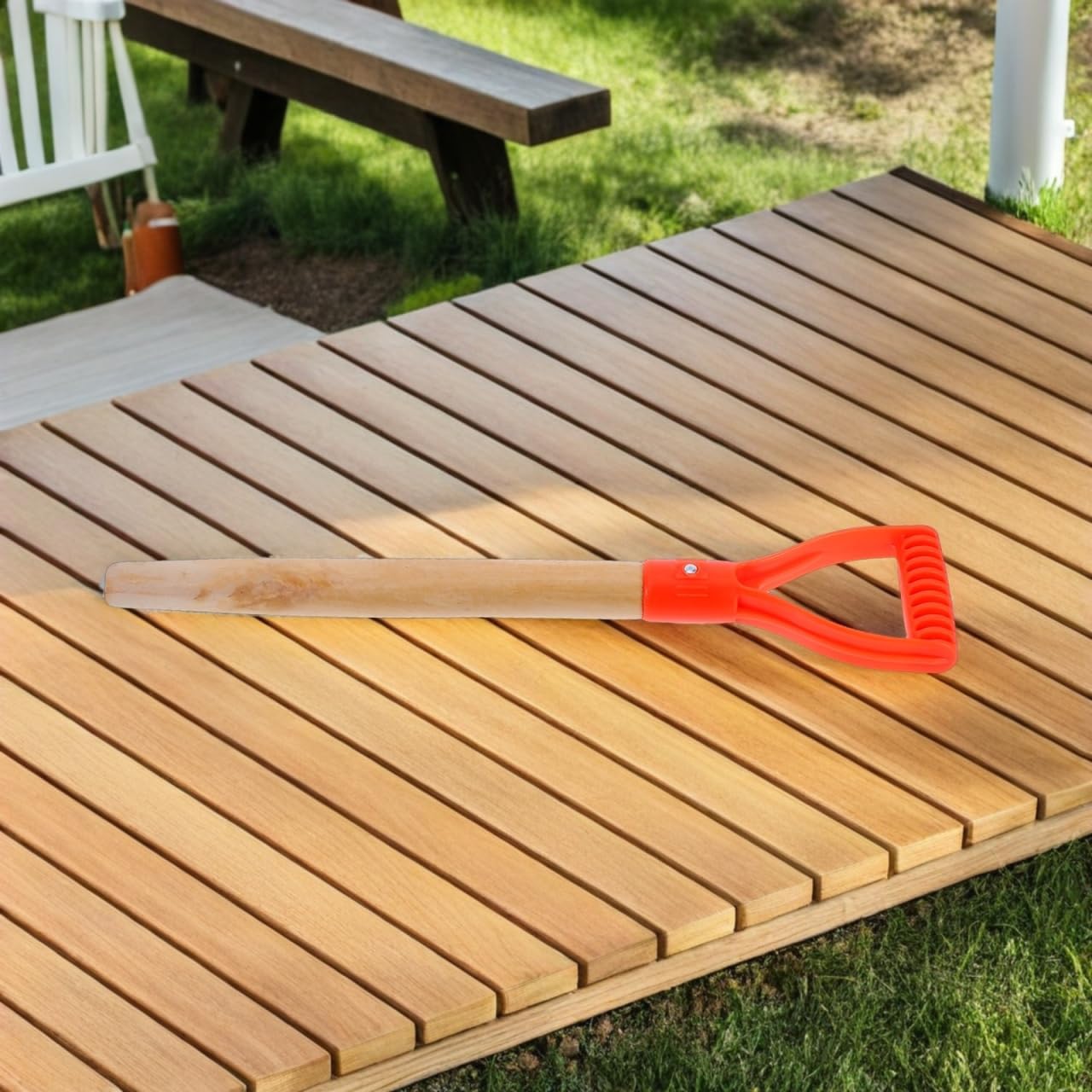 Toddmomy Garden Fork Replacement Handle 19.68 Inch Wooden D Shaped Spading Shovel Grip with Ergonomic Non-Slip Surface for Easy Installation and Durable Gardening Tool Upgrade