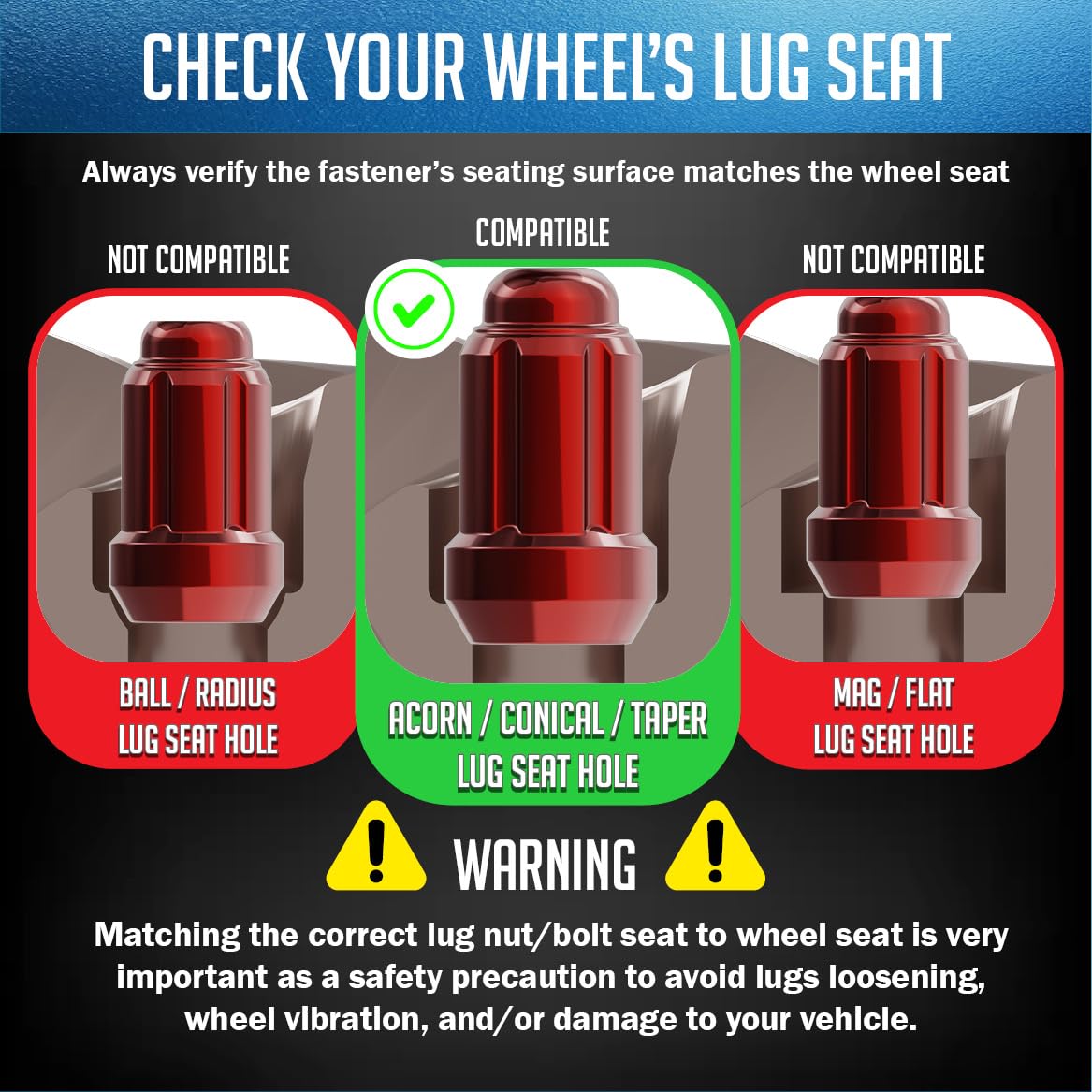 Wheel Accessories Parts Juego de 16 tuercas rojas de 10 x 1.25 pulgadas de largo para coche, diámetro pequeño, tuercas de llanta de bellota, bloqueo de asiento con llave (M10 x 1.25, rojo)