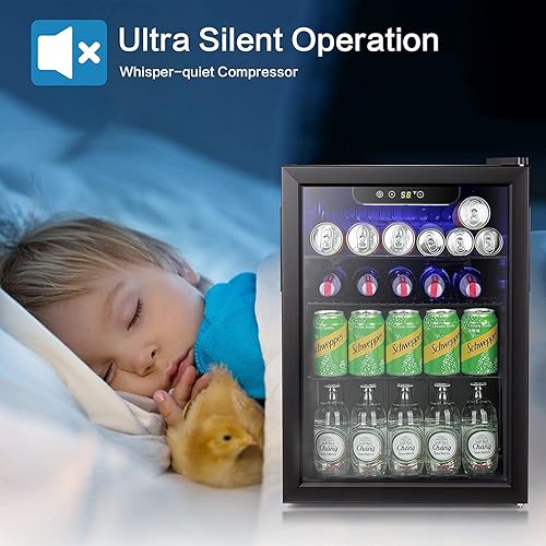 Miniatura 6 de LHRIVER Mini refrigerador de encimera refrigerador de bebidas de 26 pies cúbicos y enfriador con puerta de cristal estantes ajustables