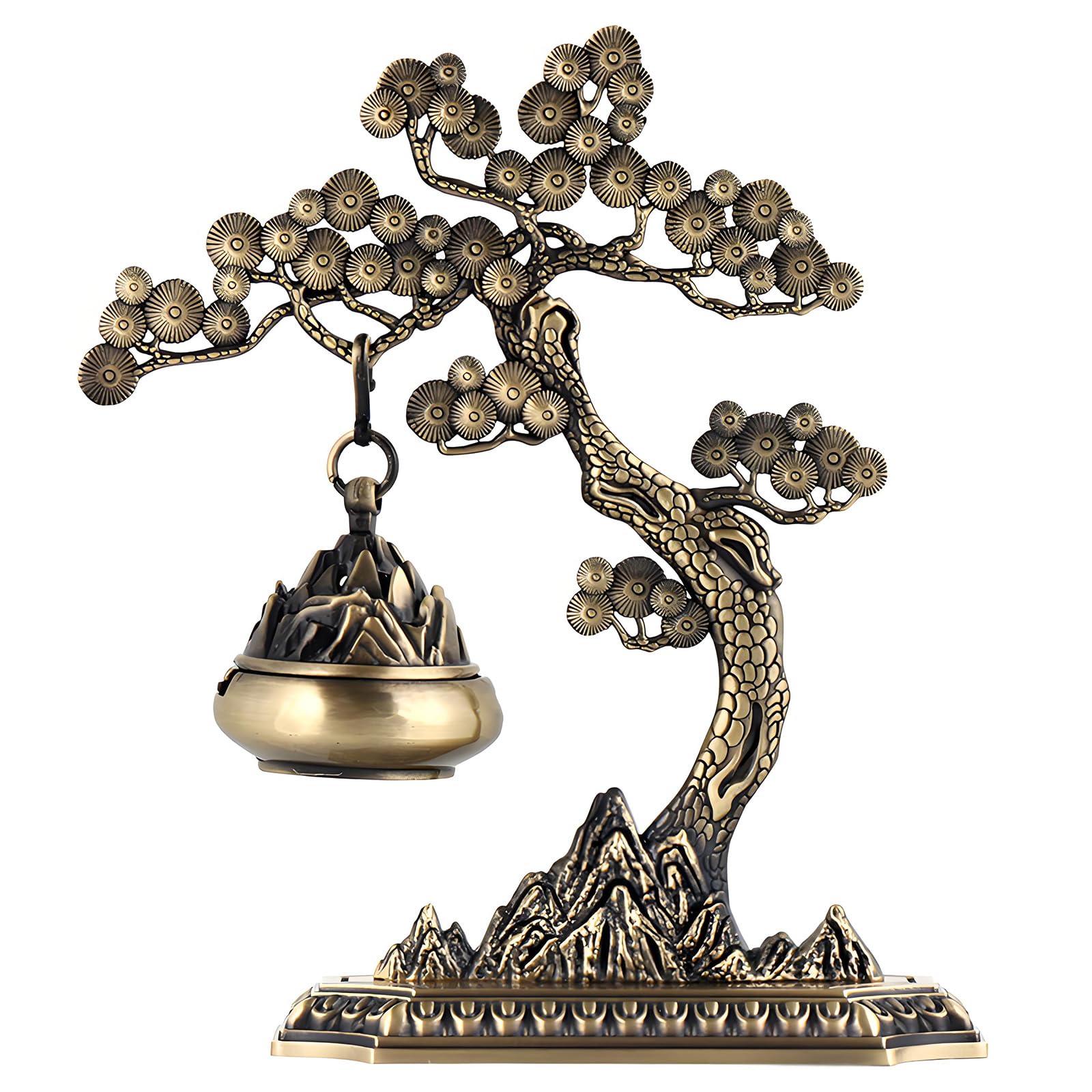 PANGBOER Antique Bronze Pine Tree Figurine Hanging Incenses Burners for Enhancing Ambiances At Living Room and Spiritual Studios Meditations Alloy Incenses Burners