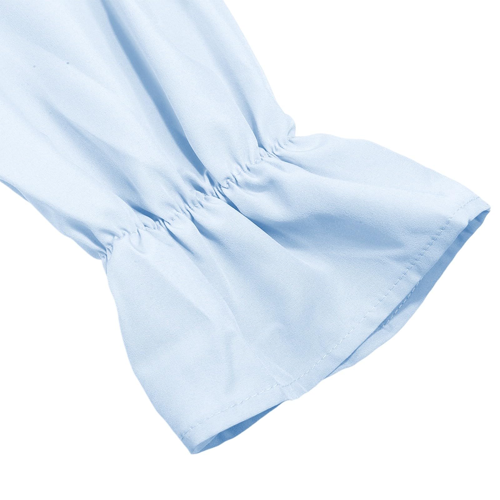 Generisch Sommer Elegantes Umstandskleid mit schulterfreiem, langärmeligem Stufenkleid, Seitenschlitz Geraffter, hoher (Light Blue, XL)