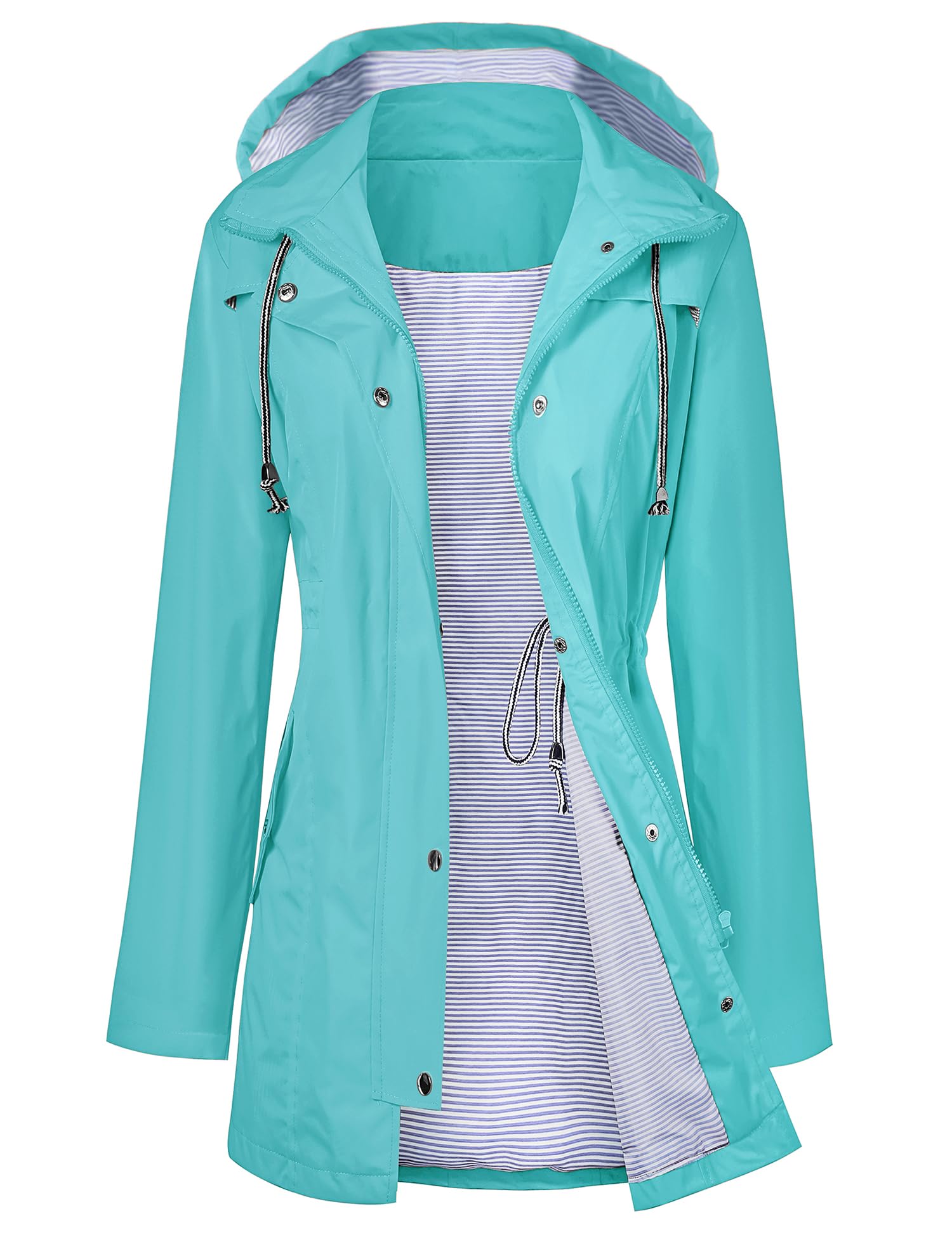LOMON Raincoat Women Waterproof Long Hooded Trench Coats Lined Windbreaker Travel Jacket S-XXL