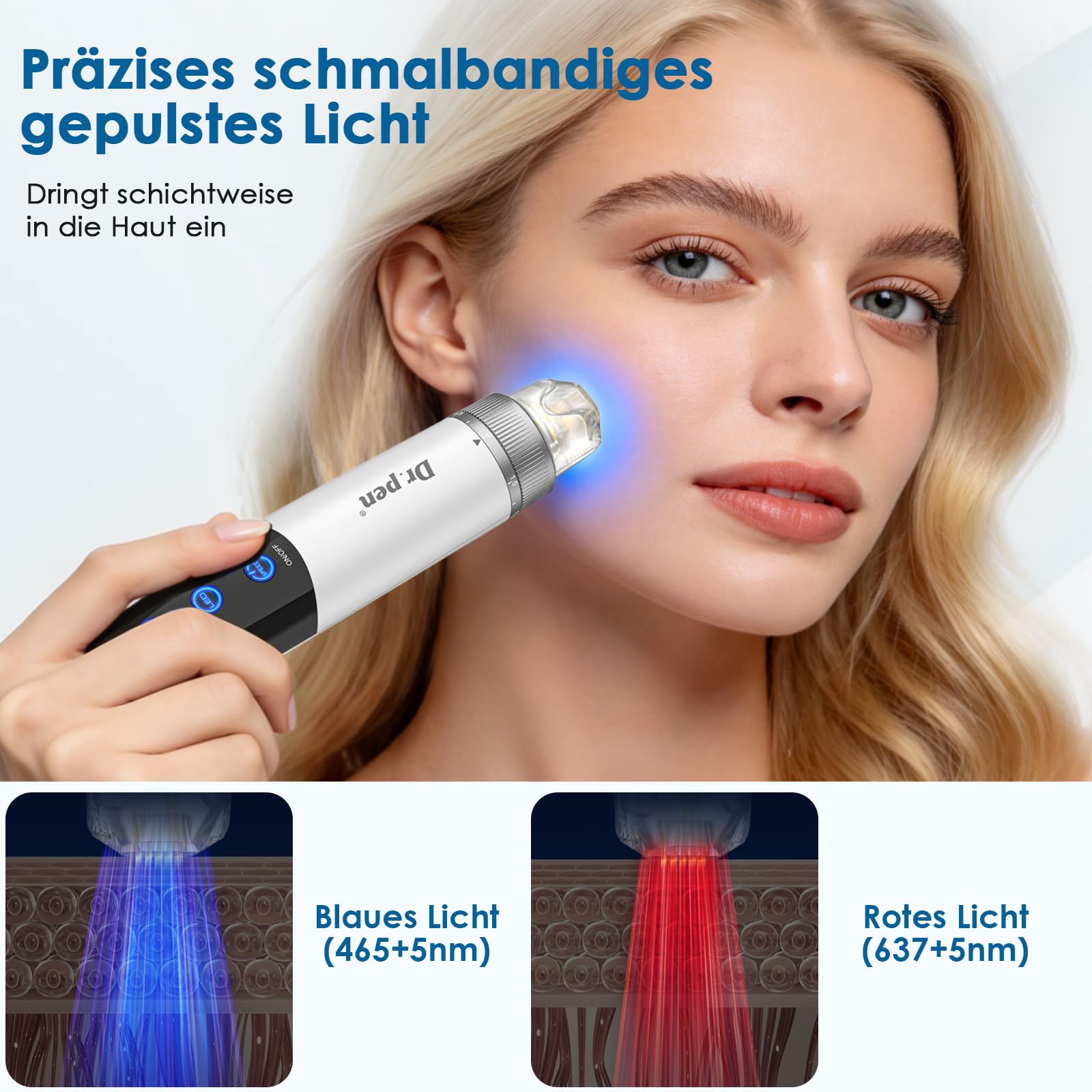 Dr. pen Q1S Microneedling Pen 2026 Dr. Pen Professionelles Hautpflege Gerät | Original Dr. Pen mit Echtheitscode, 2026 Dr pen Neuestes Modell, LED Rot & Blau Licht, 5 Stufen, Tolles Geschenk für Frauen