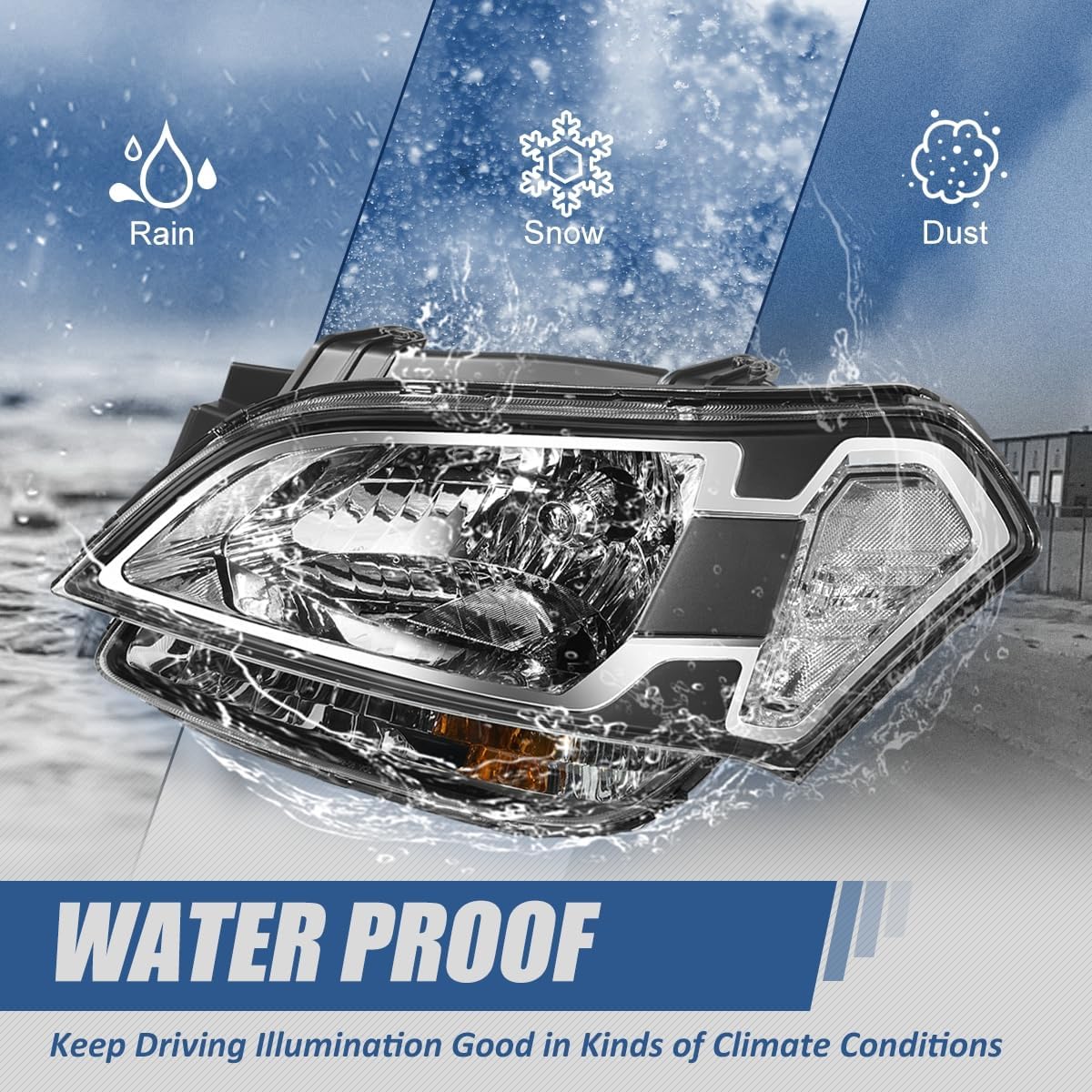 Auto Dynasty Factory Style Halogen Headlight Assembly Compatible with Soul 2010-2011, Driver and Passenger Side, Black Housing Clear Corner