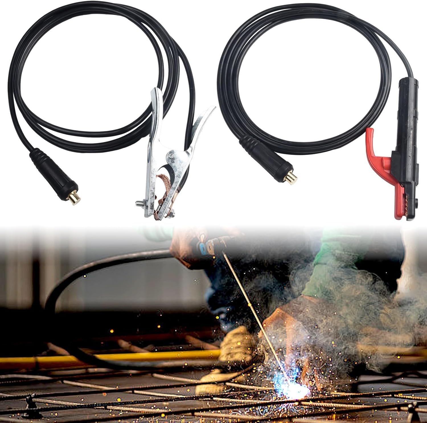 300A Ground Clamp Welder Cable High Temperature Resistance Welder Cable for MMA Welding Inverter Machine Suitable for Shipyards and Mines(10feet/3m)