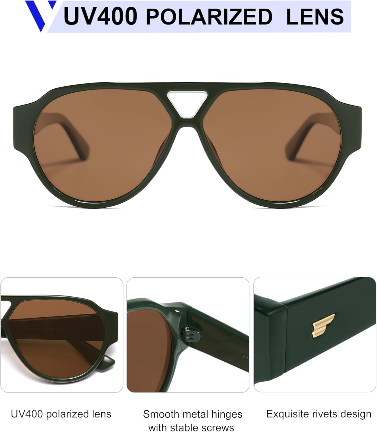 VANLINKER Retro Aviator Polarized Sunglasses for Women Men Classic Vintage 70s Trendy Sun Glasses VL9842 - Image 5