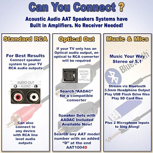 Miniatura 6 de Audio acústico AAT1003 Bluetooth Tower 51 Sistema de altavoces de cine en casa con subwoofer alimentado de 8 pulgadas