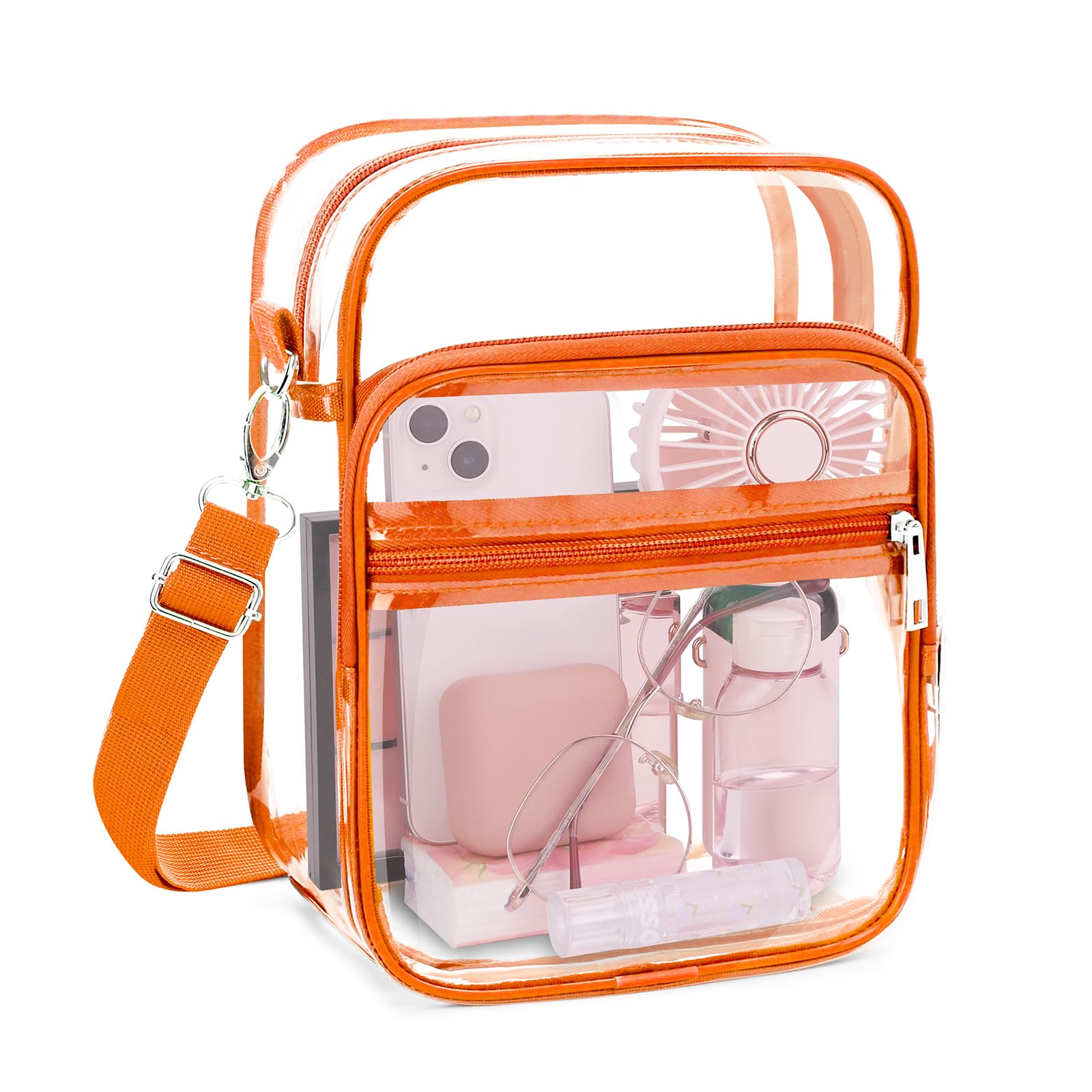 Blvornl Clear Crossbody Bag with Adjustable Shoulder Strap, Stadium Approved PVC Purse Bag, Messenger Bag