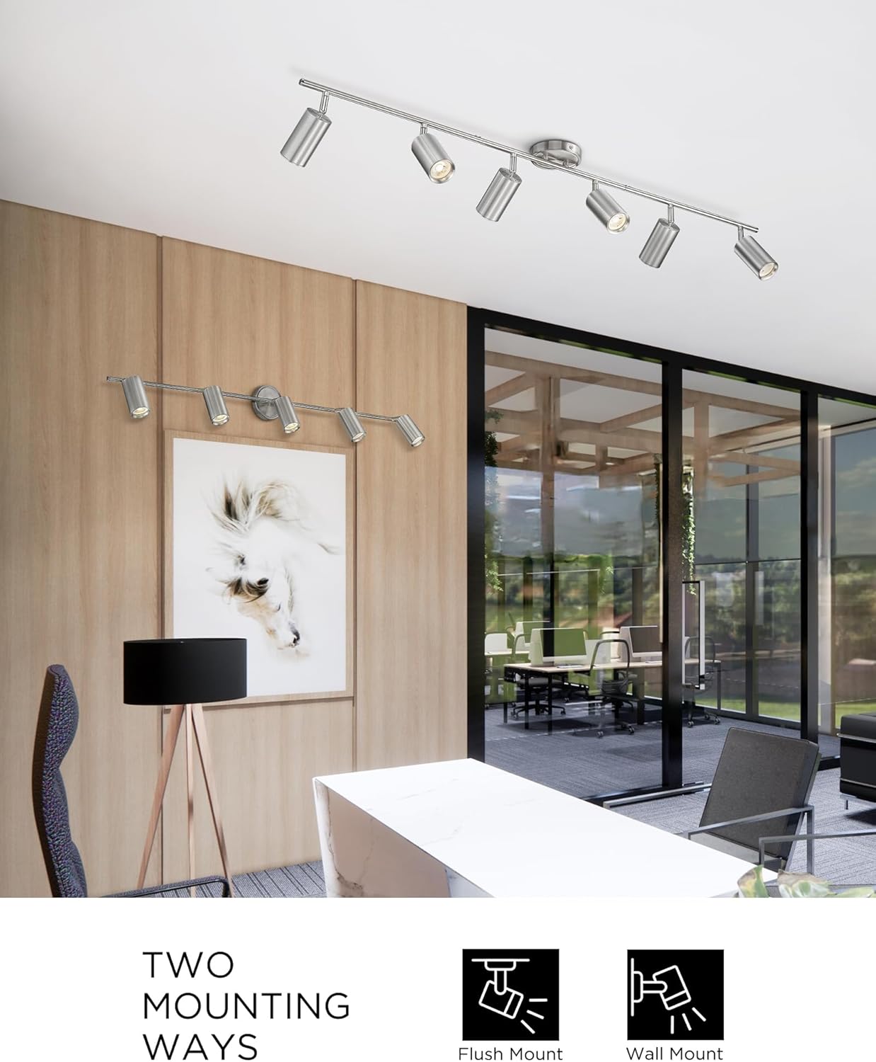 FEMILA 3000K LED Track Lighting, 53" Modern Track Lighting Kit, Come with Bulbs, Brushed Nickel Finish, GU10 Base, 4FS84TL-6 BN