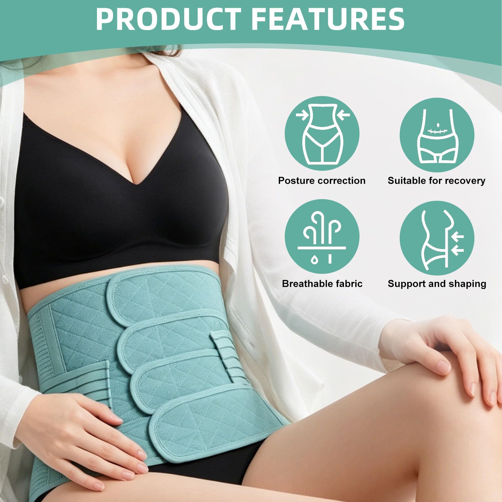 Faja Postparto 3 en 1 Cinturon Pelvico y Soporte Abdominal para Recuperacion de Cesarea y Parto Natural Banda Transpirable y Ajustable para Vientre Cintura y Pelvis