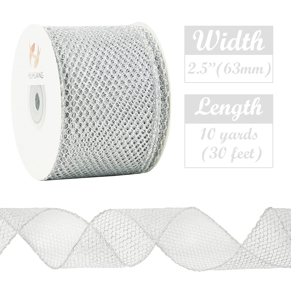 Amazon.com: HUIHUANG Glitter Mesh Ribbon Silver Web Mesh Amazon.com: HUIHUANG Glitter Mesh Ribbon Silver Web Mesh