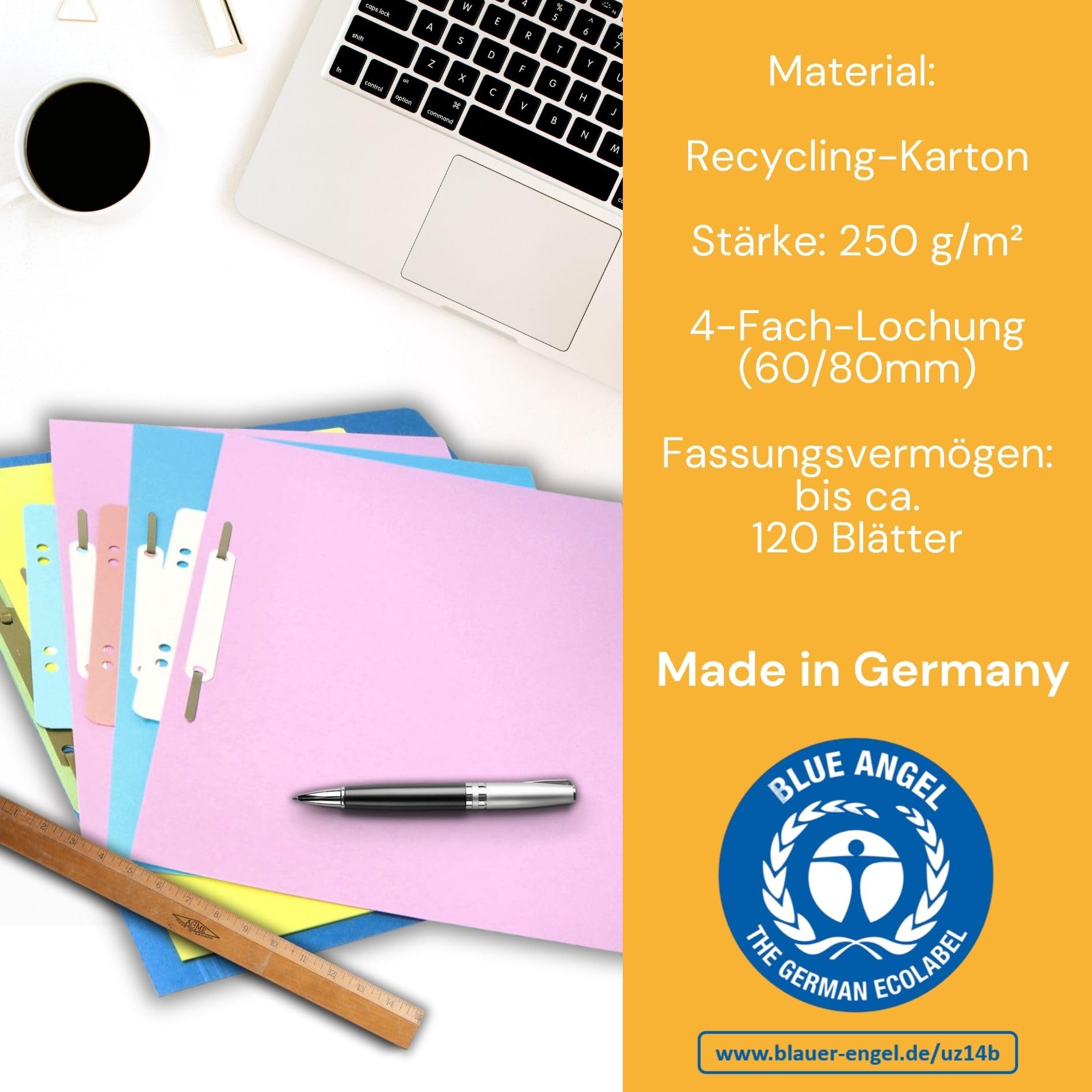 Carton Archive 250 Bandes Classement Carton Recyclé Dulli - 5 Couleurs - Fabriqué Allemagne Separateurs Dossiers Couleurs