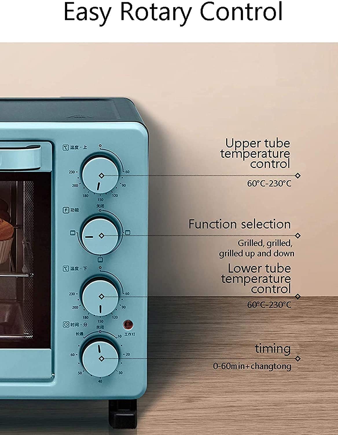 Piekarnik elektryczny 25L, wielofunkcyjny timer piekarniczy