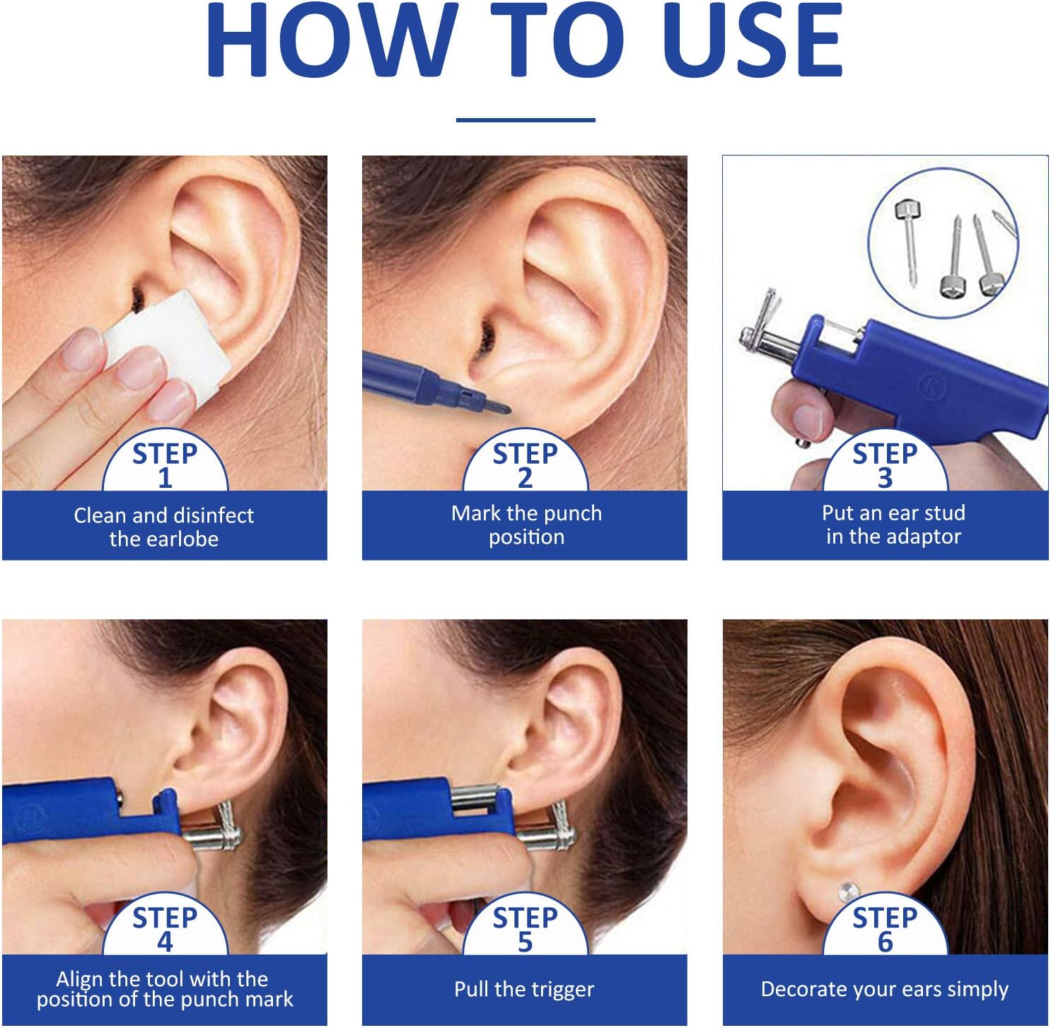 Ear Piercing Gun tool Kit,Professional Ear Nose Navel Body Piercing Gun