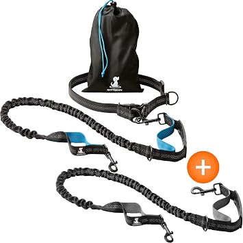 Hands-Free Dog Leash for Medium and Large Dogs Professional Harness with Reflective Stitches for Training, Walking, Jogging and Running Your 2 Dogs