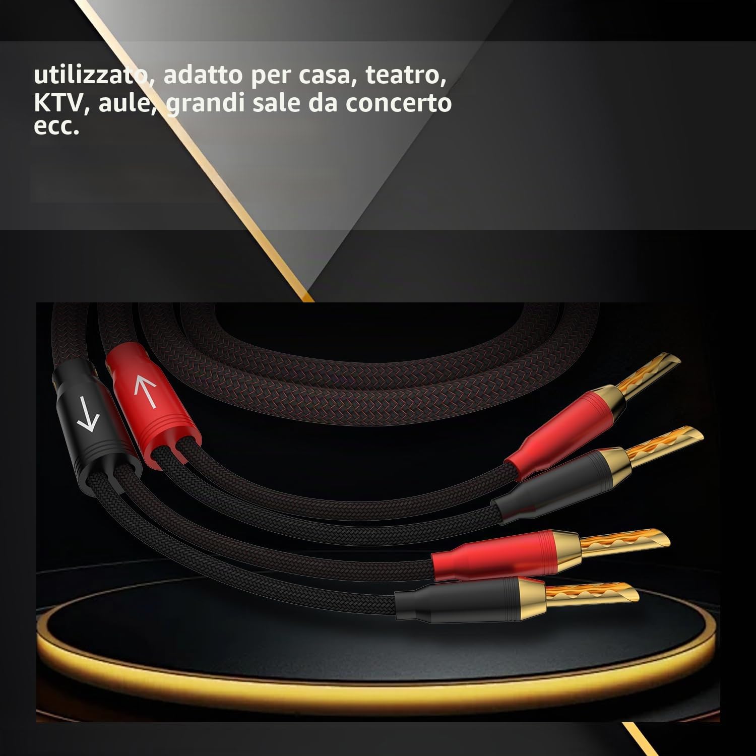 high end cavo per altoparlanti, con connettori a banana placcati in oro cavo casse audio (2 m, 1 Coppia)