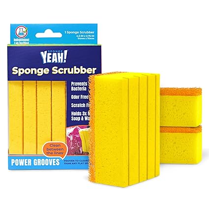 Sponge Yeah! Sponge Scrubber 3 Pack Dual Sided Non Scratch Dish Sponge and Scrubber for Kitchen and Household Cleaning, Scrubbing Pots, and Washing Dishes