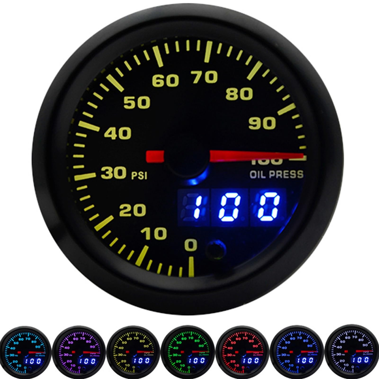 Misuratore di pressione dell'olio digitale, preciso e reagente, illuminazione notturna, misuratore di pressione dell'olio auto, 2 pollici 52 mm ABS con motore stepper per auto, officine