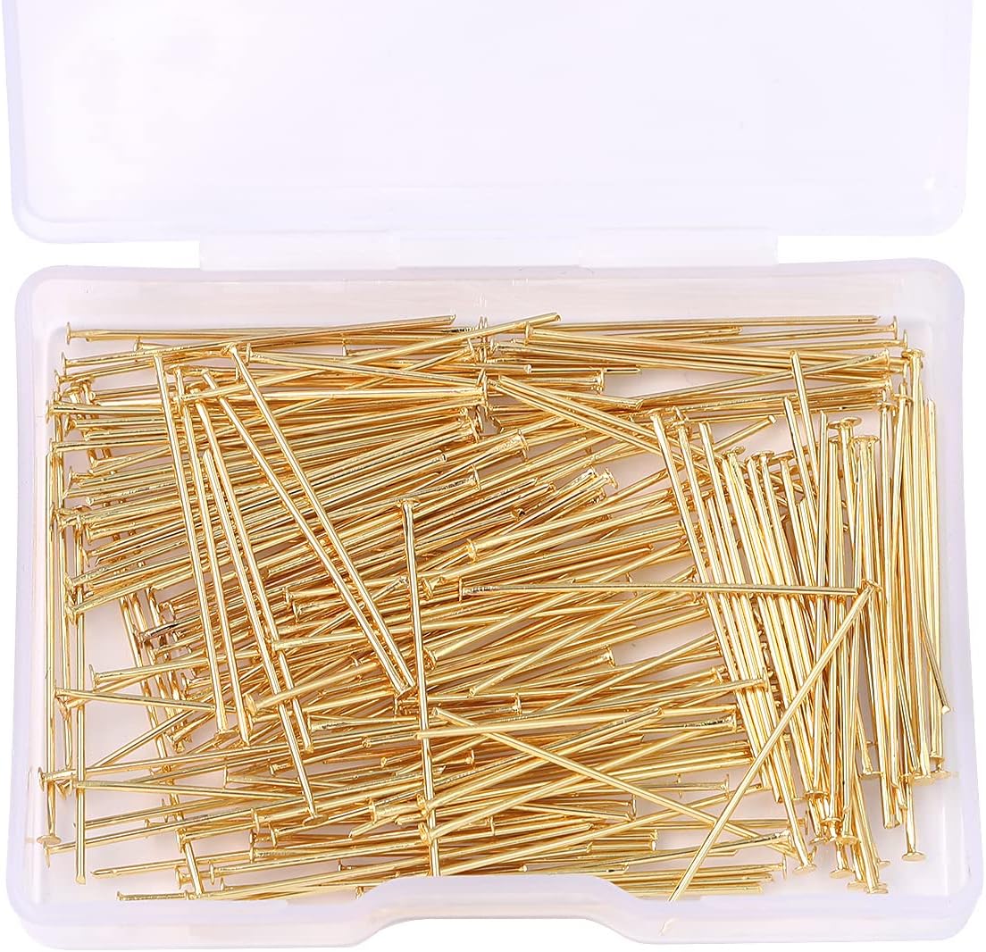 BEADIA 14K Gold Plated Flat Head Pins Non Tarnish 30mm 200pcs for Jewelry Making Findings image 5