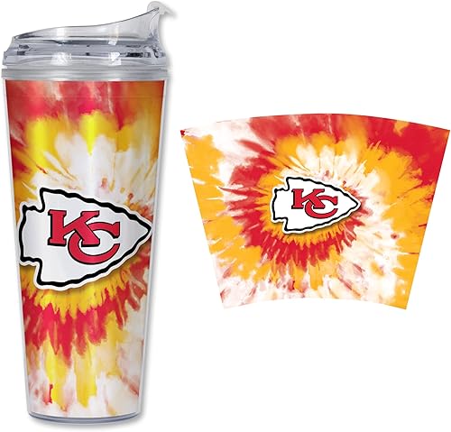 Miniatura 64 de Rico Industries NFL Football Glitter 24 onzas Vaso de purpurina acrílico con tapa con bisagra, Vaso de doble pared oficialmente licenciado