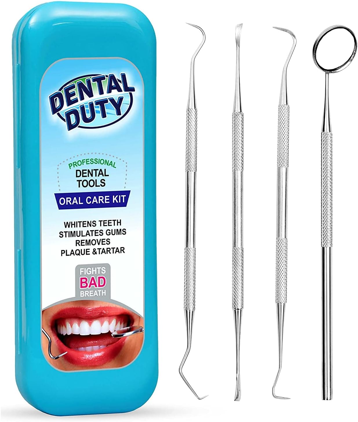 Dental Duty Dental Tools, Dental Pick for Teeth Cleaning Tools – Plaque Remover for Teeth with Teeth Cleaning Kit - Stainless Steel Dental Mirror for Teeth, Scraper and Scaler, (Aqua)