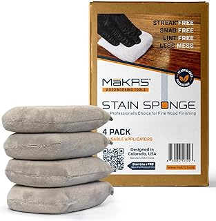 MāKRS Stain Sponge, 4-Pack Staining Pads, Lint, Snag and Streak-Free Applicator Sponges, Micro-Brush Material