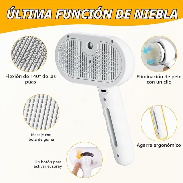 Foto 7 de 8 de Cepillo de Vapor para Gatos y Perros 4en 1 - Peine de Masaje con Spray de Agua Recargable