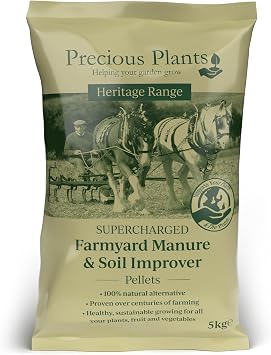 Precious Plants Pelleted Farmyard Manure Fertiliser 5kg Bag   Organic Soil Improver & Plant Feed for Flowers, Beds & Borders